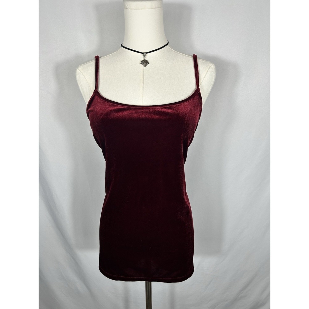 Loft Womens Y2K Velvet Whimsigoth Tank Top Cami Size L Red Gothic Vamp Witchy